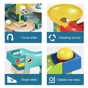 Planet Gates 65pcs/set Marble Race Run Block Compatible Duploed Building Blocks Plastic Funnel Slide DIY Assembly Bricks Classic Base Plates