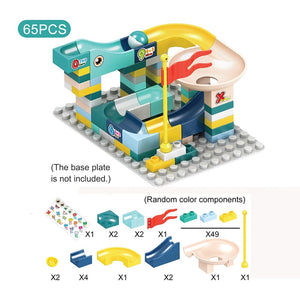 Planet Gates 65pcs/set Marble Race Run Block Compatible Duploed Building Blocks Plastic Funnel Slide DIY Assembly Bricks Classic Base Plates