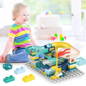 Planet Gates 65pcs/set Marble Race Run Block Compatible Duploed Building Blocks Plastic Funnel Slide DIY Assembly Bricks Classic Base Plates