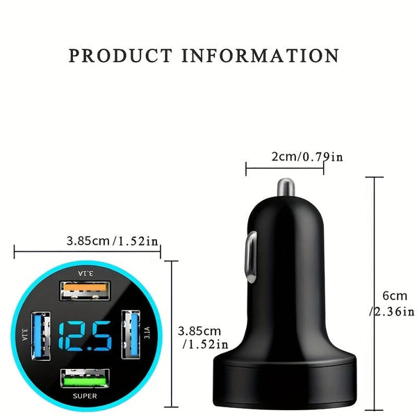 Planet Gates 66W PD20W QC3.0 SCP AFC Super Fast Car Charger: Get Lightning-Fast Charging For Your iPhone/iPad, Samsung, Android & More - With Digital Display!