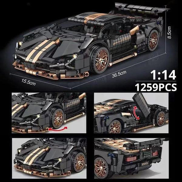 Planet Gates 67129 Car MOC 1280pcs Building Blocks Car and Construction Toy Adult Collectible Cars Set to Build 1:14 Scale Sports Car Model