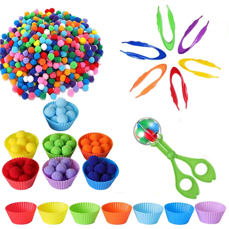Planet Gates 68/109 of Children's Fine Motor Skills Learning Counting Toys Colorful Plush Ball Sorting Games Montessori Early Education Toy
