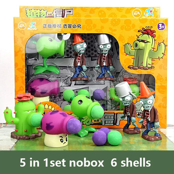 Planet Gates 686-2nobox Plants vs Zombies 2 Playset Cactus Peashooter Coconut Cannon Genuine Game scene Figure Ornaments Soft Silicone Birthday Gift boy