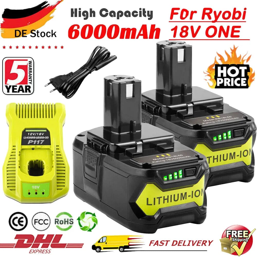 Planet Gates 6Ah For RYOBI P108 18V One+ Plus Battery 18 Volt Lithium-Ion Power Tools P104 P107 RB18L50 RB18L20 P108