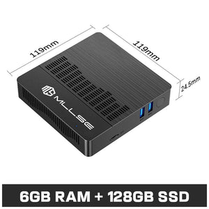 Planet Gates 6GB RAM 128GB SSD / EU and US PLUG MLLSE Mini PC M2 Air Intel Gemini Lake N4000 Windows 11 6GB RAM 128GB ROM Dual-Band WiFi Bluetooth USB Mini Computer