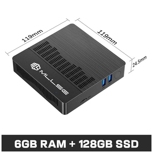Planet Gates 6GB RAM 128GB SSD / EU and US PLUG MLLSE Mini PC M2 Air Intel Gemini Lake N4000 Windows 11 6GB RAM 128GB ROM Dual-Band WiFi Bluetooth USB Mini Computer