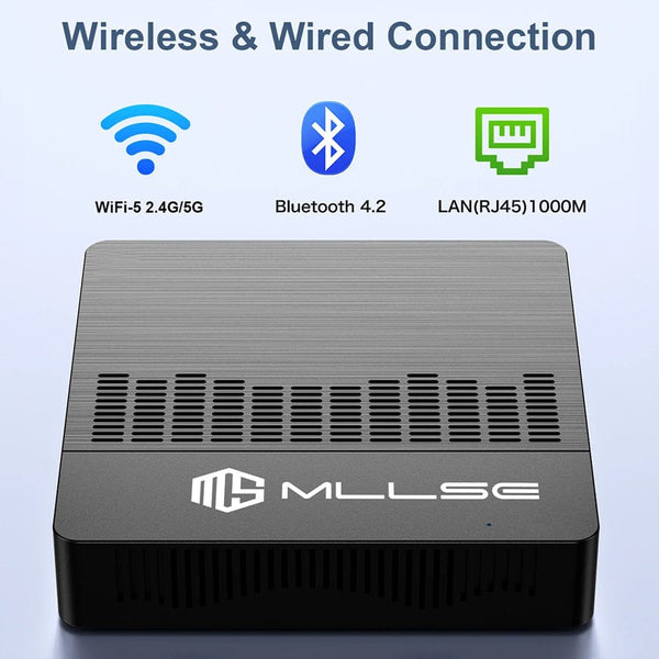 Planet Gates 6GB RAM 128GB SSD / EU and US PLUG MLLSE Mini PC M2 Air Intel Gemini Lake N4000 Windows 11 6GB RAM 128GB ROM Dual-Band WiFi Bluetooth USB Mini Computer
