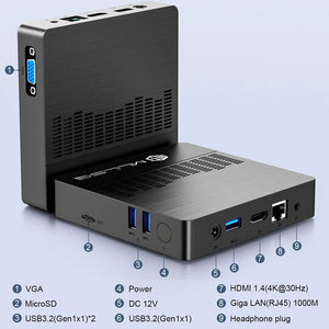 Planet Gates 6GB RAM 128GB SSD / EU and US PLUG MLLSE Mini PC M2 Air Intel Gemini Lake N4000 Windows 11 6GB RAM 128GB ROM Dual-Band WiFi Bluetooth USB Mini Computer