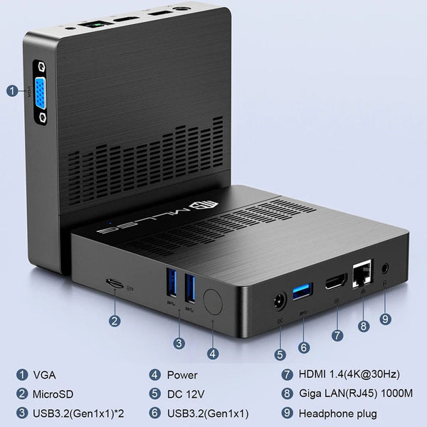 Planet Gates 6GB RAM 128GB SSD / EU and US PLUG MLLSE Mini PC M2 Air Intel Gemini Lake N4000 Windows 11 6GB RAM 128GB ROM Dual-Band WiFi Bluetooth USB Mini Computer