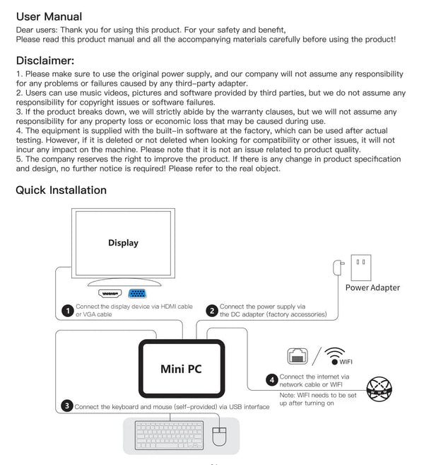 Planet Gates 6GB RAM 128GB SSD / EU and US PLUG MLLSE Mini PC M2 Air Intel Gemini Lake N4000 Windows 11 6GB RAM 128GB ROM Dual-Band WiFi Bluetooth USB Mini Computer