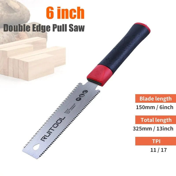 Planet Gates 6in Double Sided Saw 1PC Japanese Pull Saw 3-Edge Teeth Hand Saw SK5 Flexible Blade Non-Slip Handle Wood Saw Folding Saw for Woodworking Tools