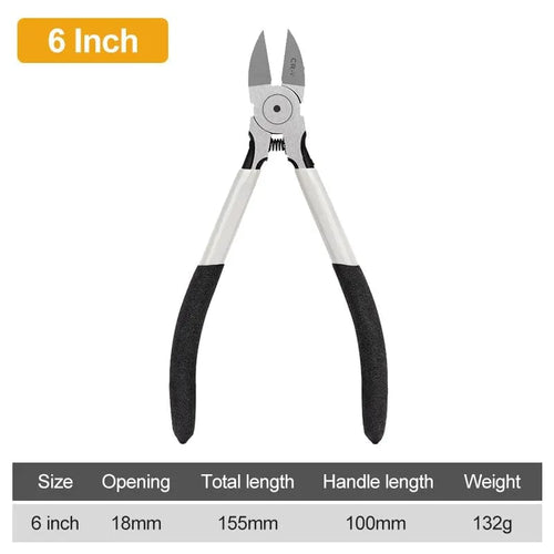 Planet Gates 6inch Black 5/6/8inch Diagonal Pliers Multi Functional Electrical Wire Cable Cutters Cutting Side Snips Flush Nipper Hand Tools