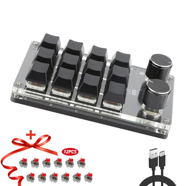 Planet Gates 6key-RGB-White / CHINA Mechanical Hotswap Macropad Custom Keyboard USB Bluetooth RGB Photoshop Gaming Programming Macro Knob Keypad