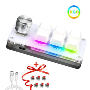 Planet Gates 6key-RGB-White / CHINA Mechanical Hotswap Macropad Custom Keyboard USB Bluetooth RGB Photoshop Gaming Programming Macro Knob Keypad