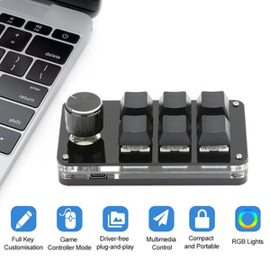 Planet Gates 6key-RGB-White / CHINA Mechanical Hotswap Macropad Custom Keyboard USB Bluetooth RGB Photoshop Gaming Programming Macro Knob Keypad