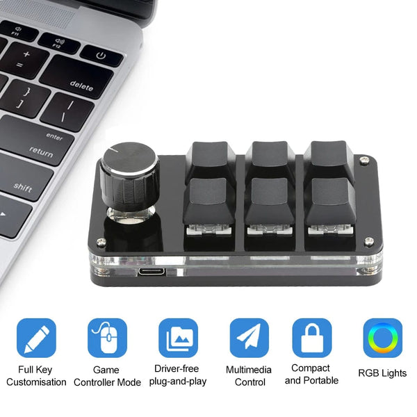 Planet Gates 6key-RGB-White / CHINA Mechanical Hotswap Macropad Custom Keyboard USB Bluetooth RGB Photoshop Gaming Programming Macro Knob Keypad
