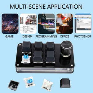 Planet Gates 6key-RGB-White / CHINA Mechanical Hotswap Macropad Custom Keyboard USB Bluetooth RGB Photoshop Gaming Programming Macro Knob Keypad