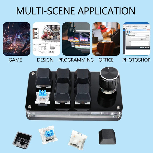 Planet Gates 6key-RGB-White / CHINA Mechanical Hotswap Macropad Custom Keyboard USB Bluetooth RGB Photoshop Gaming Programming Macro Knob Keypad
