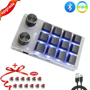 Planet Gates 6key-RGB-White / CHINA Mechanical Hotswap Macropad Custom Keyboard USB Bluetooth RGB Photoshop Gaming Programming Macro Knob Keypad