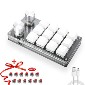 Planet Gates 6key-RGB-White / CHINA Mechanical Hotswap Macropad Custom Keyboard USB Bluetooth RGB Photoshop Gaming Programming Macro Knob Keypad