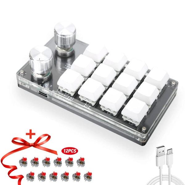 Planet Gates 6key-RGB-White / CHINA Mechanical Hotswap Macropad Custom Keyboard USB Bluetooth RGB Photoshop Gaming Programming Macro Knob Keypad