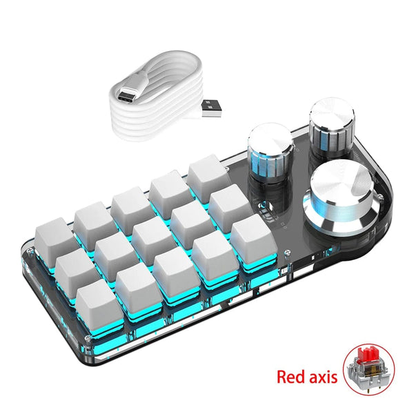Planet Gates 6key-RGB-White / CHINA Mechanical Hotswap Macropad Custom Keyboard USB Bluetooth RGB Photoshop Gaming Programming Macro Knob Keypad
