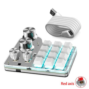 Planet Gates 6key-RGB-White / CHINA Mechanical Hotswap Macropad Custom Keyboard USB Bluetooth RGB Photoshop Gaming Programming Macro Knob Keypad