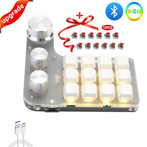 Planet Gates 6key-RGB-White / CHINA Mechanical Hotswap Macropad Custom Keyboard USB Bluetooth RGB Photoshop Gaming Programming Macro Knob Keypad