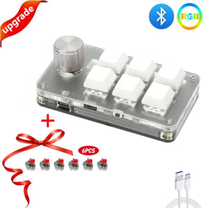 Planet Gates 6key-RGB-White / CHINA Mechanical Hotswap Macropad Custom Keyboard USB Bluetooth RGB Photoshop Gaming Programming Macro Knob Keypad