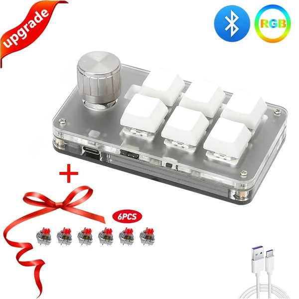 Planet Gates 6key-RGB-White / CHINA Mechanical Hotswap Macropad Custom Keyboard USB Bluetooth RGB Photoshop Gaming Programming Macro Knob Keypad