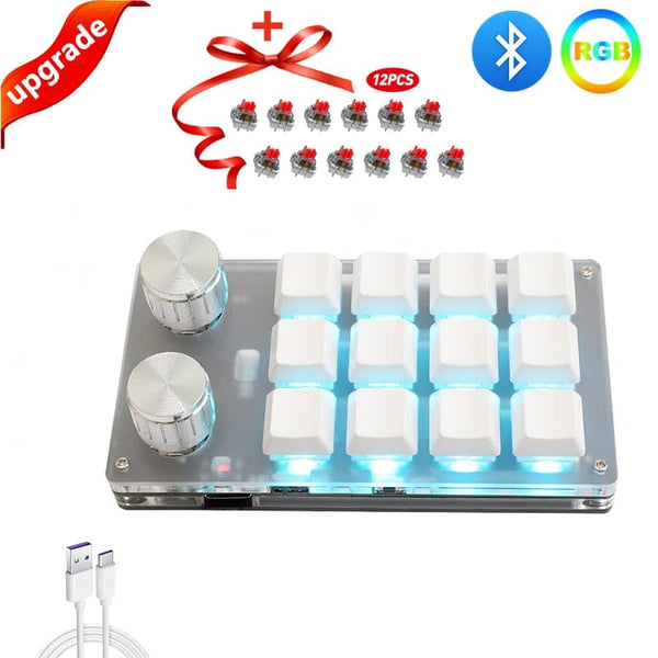 Planet Gates 6key-RGB-White / CHINA Mechanical Hotswap Macropad Custom Keyboard USB Bluetooth RGB Photoshop Gaming Programming Macro Knob Keypad