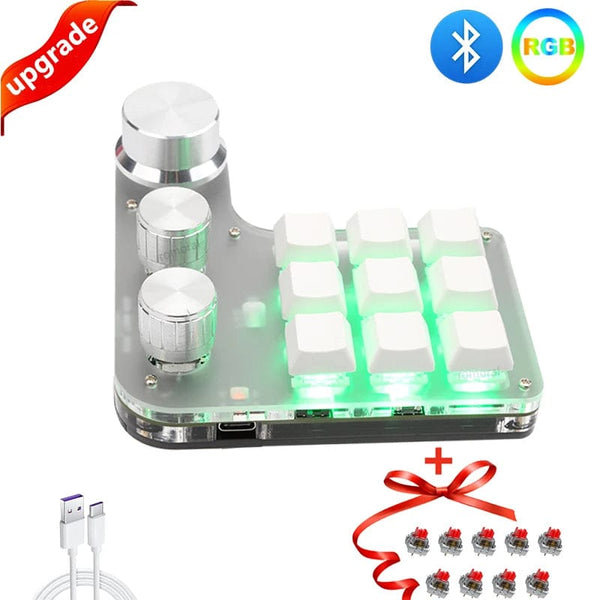 Planet Gates 6key-RGB-White / CHINA Mechanical Hotswap Macropad Custom Keyboard USB Bluetooth RGB Photoshop Gaming Programming Macro Knob Keypad