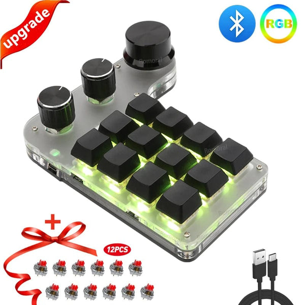 Planet Gates 6key-RGB-White / CHINA Mechanical Hotswap Macropad Custom Keyboard USB Bluetooth RGB Photoshop Gaming Programming Macro Knob Keypad