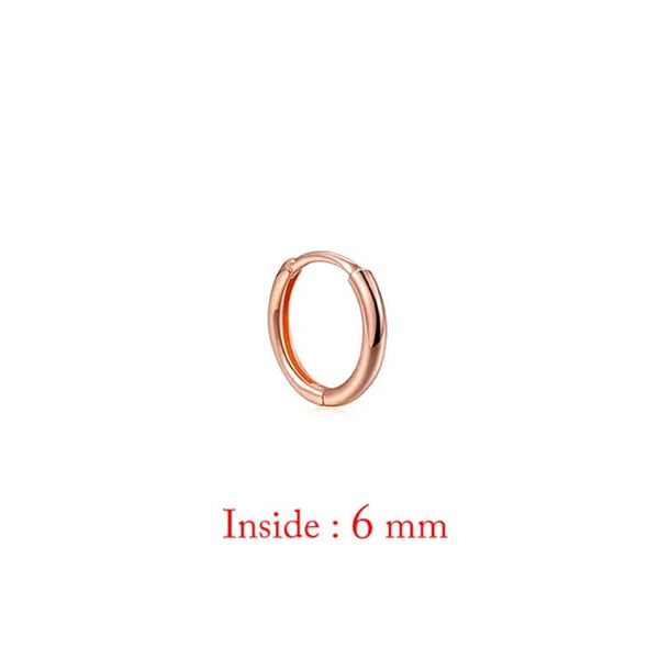Planet Gates 6mm-rose gold-1pc Single Minimal Gold Color Tiny Cartilage Hoop Earrings Glossy Earring Piercing Accessory Trendy Small Huggie Women Hoops For Men