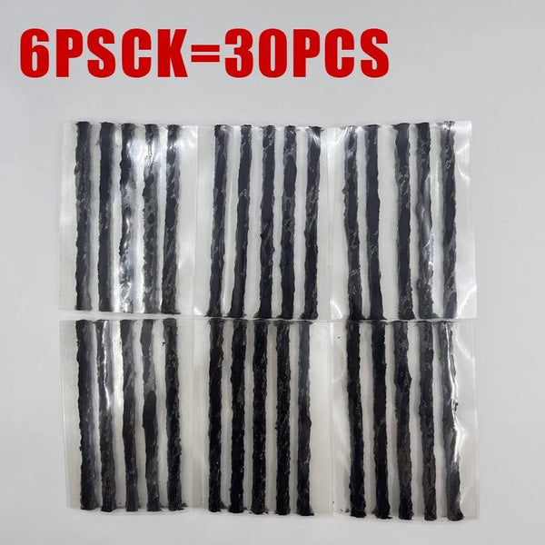 Planet Gates 6pack-30pcs Black Rubber  Tubeless Seal Strip Tire Puncture Repair Recovery Kit Set Car Bike Tyretire repair kit