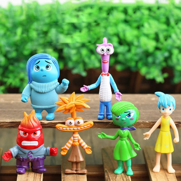 Planet Gates 6pca set-A 6Pcs/Set New Inside Out 2 Action Figure Toy Cartoon Movie Joy Anxiety Anger Sadness Disgust Fear Model Doll Figurines Kids Gift