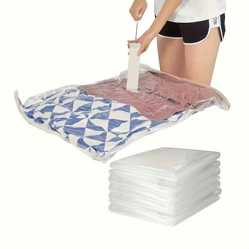 Planet Gates 6pcs 39.88*59.94cm+1 Hand Pump 6pcs Space-Saving Vacuum Storage Bags with Hand Pump - Airtight Compression Bags for Clothes, Pillows, Comforters, Blankets, and Bedding - Travel-Friendly and Convenient, travel accessories