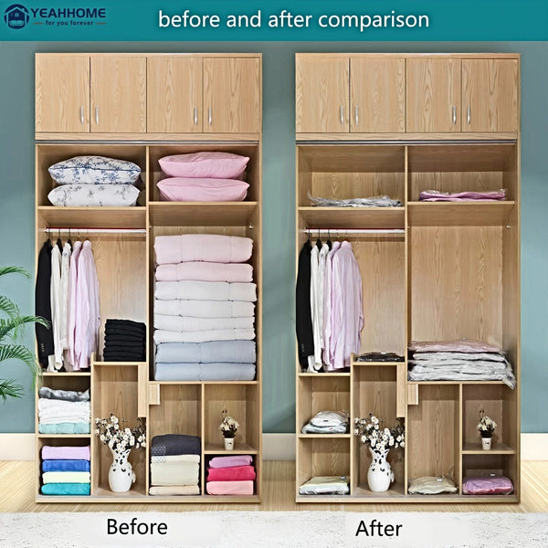 Planet Gates 6pcs 39.88*59.94cm+1 Hand Pump 6pcs Space-Saving Vacuum Storage Bags with Hand Pump - Airtight Compression Bags for Clothes, Pillows, Comforters, Blankets, and Bedding - Travel-Friendly and Convenient, travel accessories