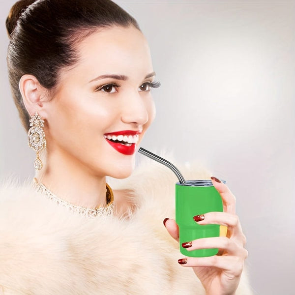 Planet Gates 6pcs, 3oz Mini Stainless Steel Wine Glasses, Mini Car Cups, Vacuum Shot Cup With Straw, Metal Water Glasses With Lid, Gift