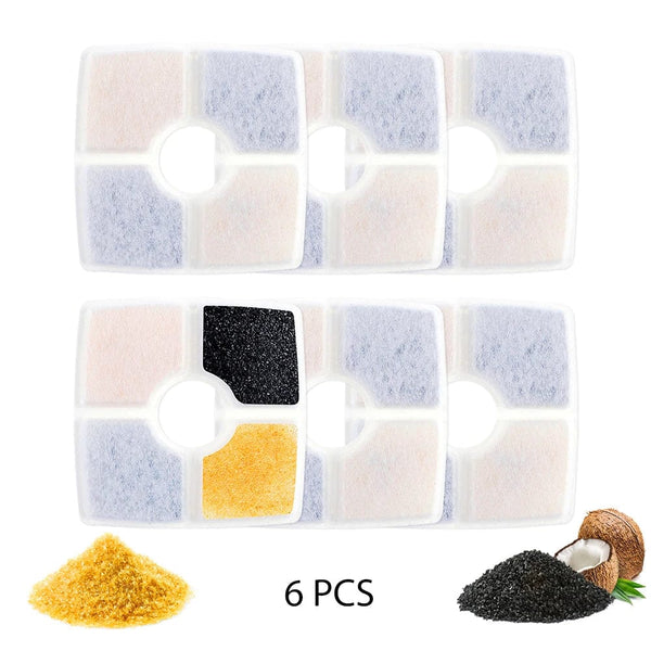 Planet Gates 6pcs 4/6/8/12pcs Square Cat Water Fountain Replacement Filters, Triple Filtration System Cat Water Dispenser Filter