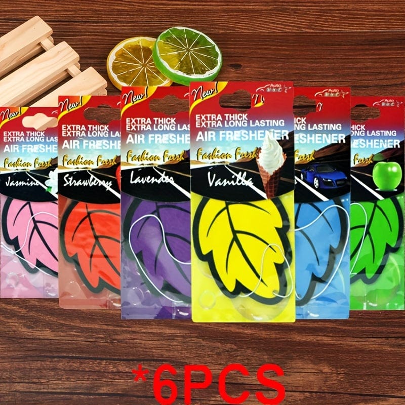 Planet Gates 6pcs 6 Pcs Car Air Freshener Natural Perfume Tea Paper Car Hanging Vanilla Scent Fragrance Leaf Shape Auto Interior Accessories