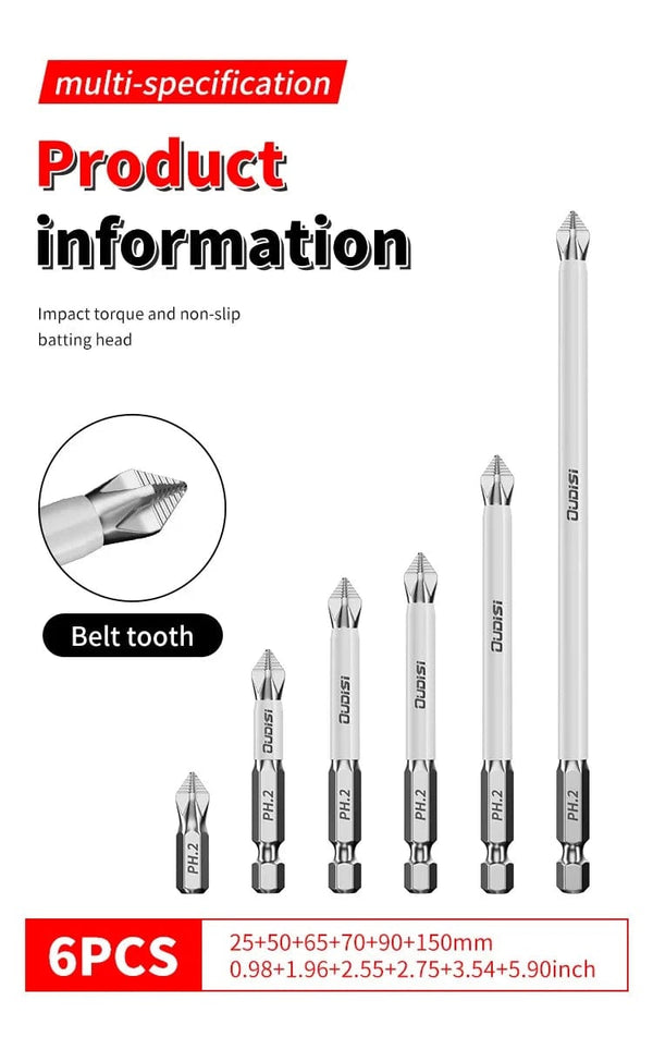 Planet Gates 6Pcs 6 PCs Non-Slip Magnetic Cross Head Household Electric Driver Screw Set - High Hardness Hand Drill Bits for Electric Screwdrivers