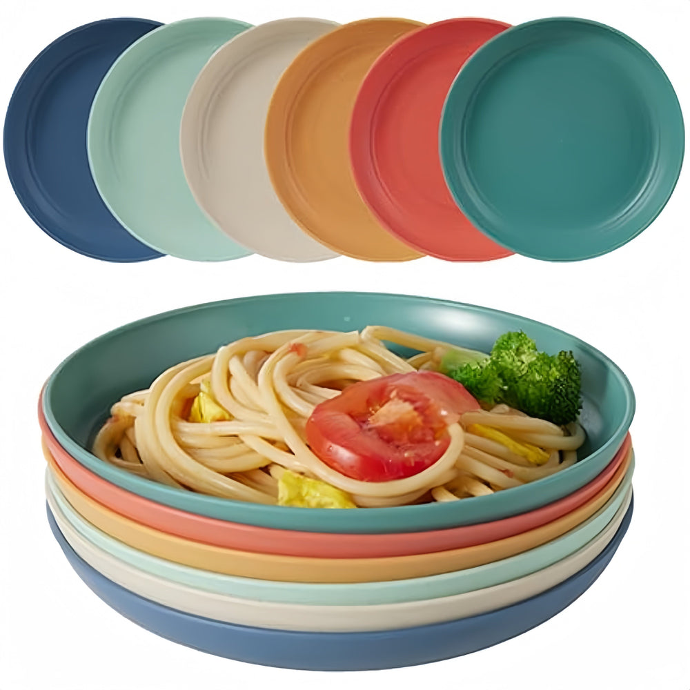 Planet Gates 6pcs 6pcs 7.8 Inch Lightweight Plates, Unbreakable Deep Dinner Plates, Dishwasher & Microwave Safe, Pasta Plate, Fruit Dessert Plate, BPA Free, For Home Kitchen Picnic Camping RV, Tableware Accessories