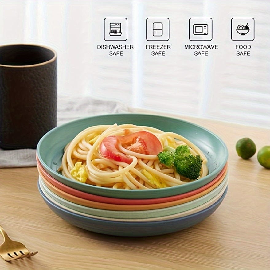 Planet Gates 6pcs 6pcs 7.8 Inch Lightweight Plates, Unbreakable Deep Dinner Plates, Dishwasher & Microwave Safe, Pasta Plate, Fruit Dessert Plate, BPA Free, For Home Kitchen Picnic Camping RV, Tableware Accessories