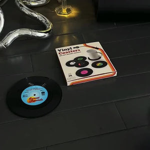Planet Gates 6pcs 6pcs Coasters, Vinyl Record Coasters, Creative Retro Classic Nostalgic American Rock CD Non-slip Insulation Pads, Heat Insulation Table Mat, Room Decor