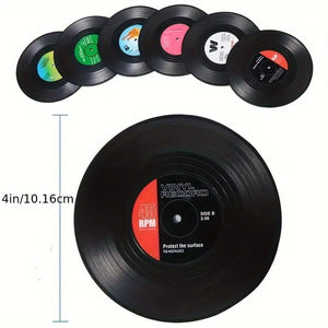 Planet Gates 6pcs 6pcs Coasters, Vinyl Record Coasters, Creative Retro Classic Nostalgic American Rock CD Non-slip Insulation Pads, Heat Insulation Table Mat, Room Decor