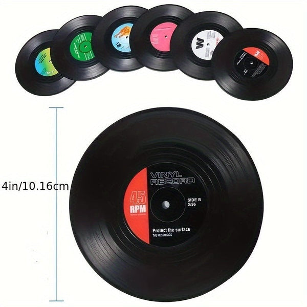 Planet Gates 6pcs 6pcs Coasters, Vinyl Record Coasters, Creative Retro Classic Nostalgic American Rock CD Non-slip Insulation Pads, Heat Insulation Table Mat, Room Decor
