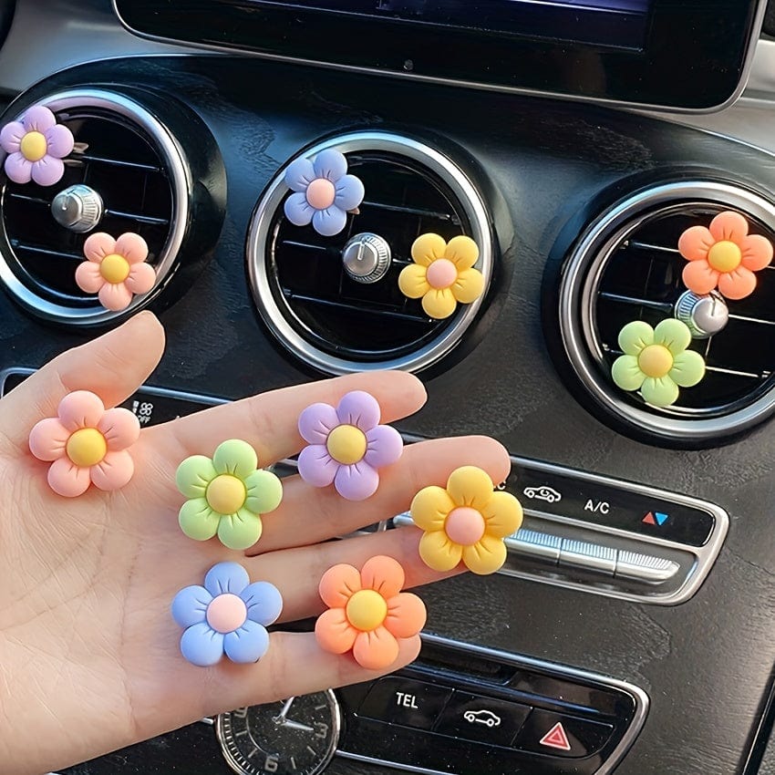 Planet Gates 6pcs 6pcs Cute Cartoon Flower Car Air Vent Decorations - Personalize Your Car Interior & Add A Touch Of Goddess!