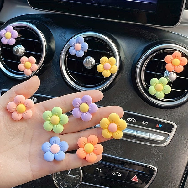 Planet Gates 6pcs 6pcs Cute Cartoon Flower Car Air Vent Decorations - Personalize Your Car Interior & Add A Touch Of Goddess!