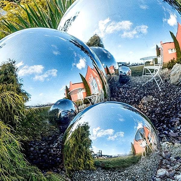 Planet Gates 6pcs 6pcs, Garden Gazing Ball, Stainless Steel Mirror Polished Reflective Hollow Ball Decorative Sphere For Garden Vegetable Garden Home Outdoor Holiday Decoration